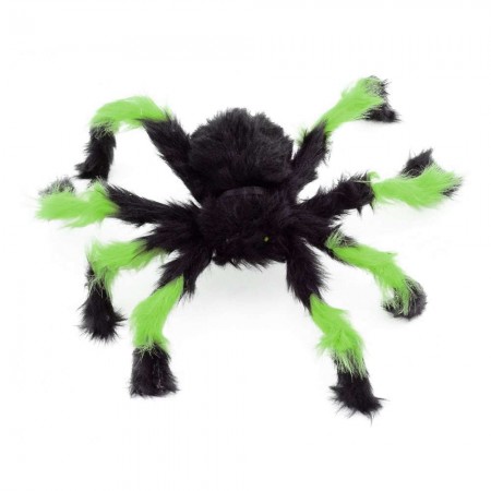 Павук з хутра 45см (чорний з зеленим)
